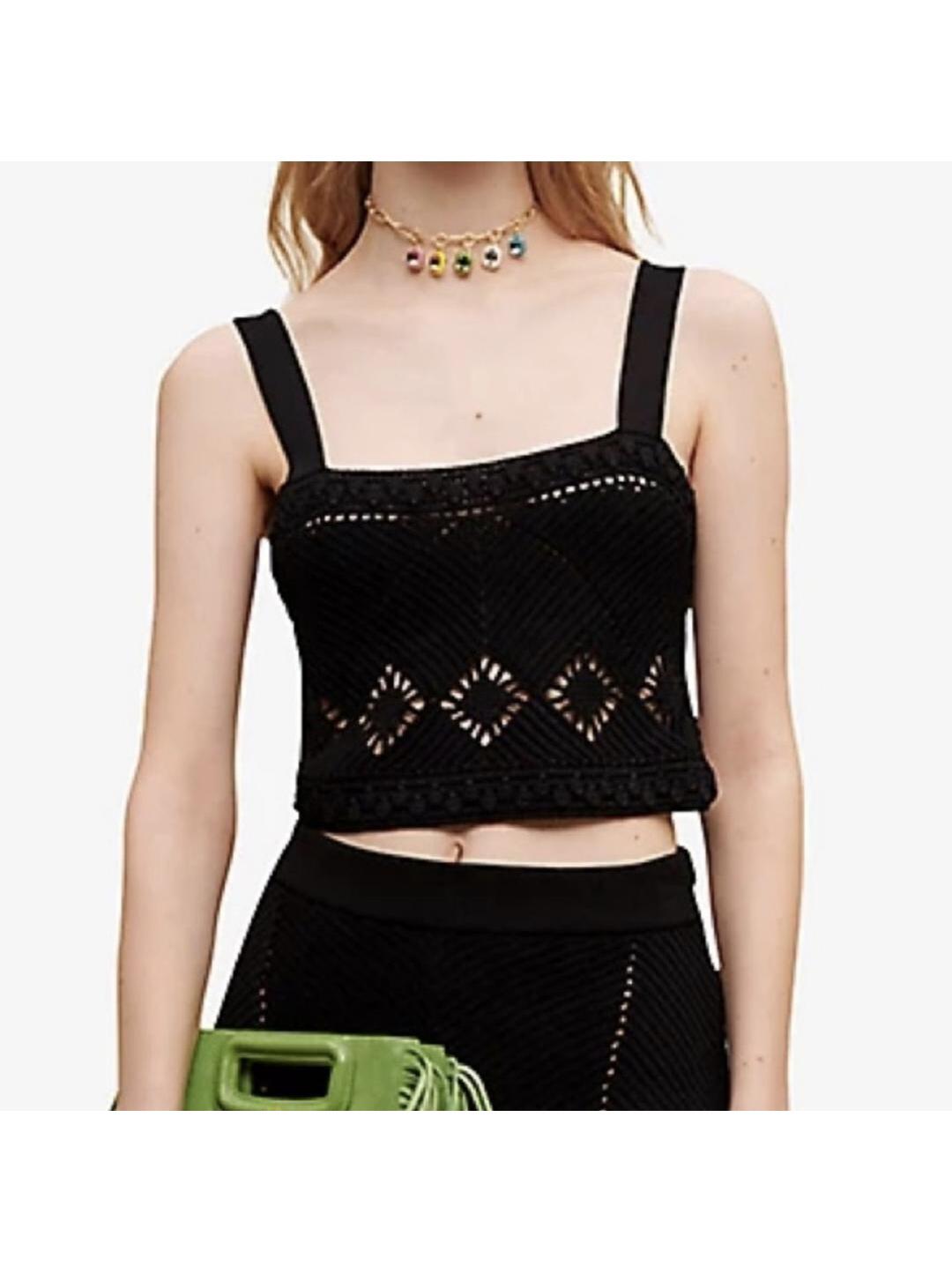 Maje Mayon Cropped Crochet Knit Top (1)